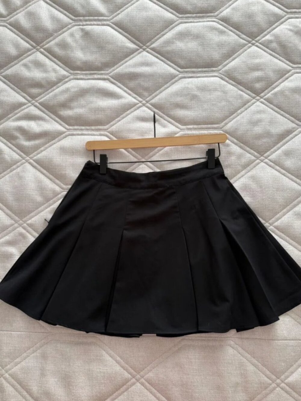 Black High Waisted Flared Mini Skirt Pleated A-Line